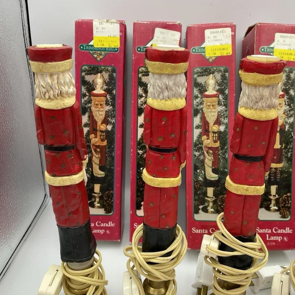 Vintage Trimmings Etc Santa Candle Lamps Set of 6 Tested‎ Working 1990s W/ Boxes